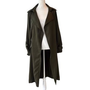 Elie Tahari Olive Green Light‎ Weight Trench Coat Retails $158 SZ Small